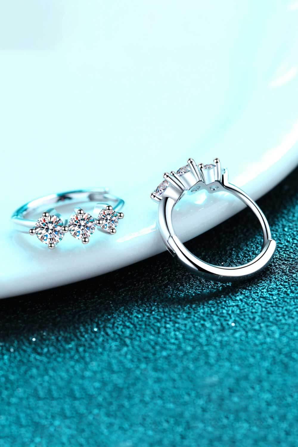 Sterling Silver Moissanite Huggie Earrings - VAleG