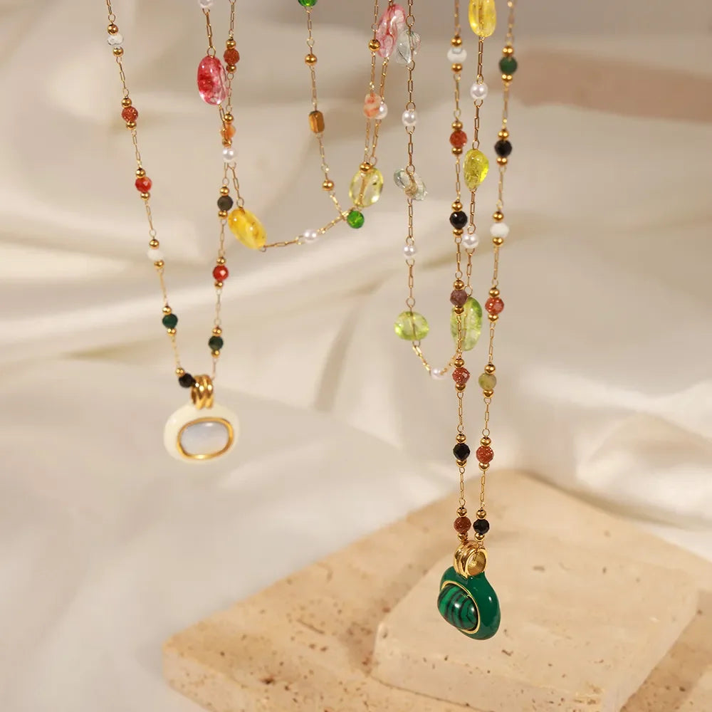 Titanium Steel Gold-plated Bead Necklace - VAleG