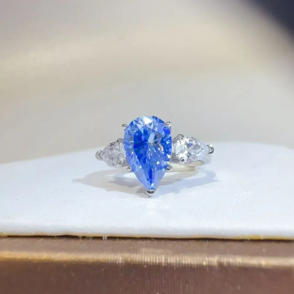 2 Carat 925 Sterling Silver Moissanite Teardrop Shape Ring - VAleG
