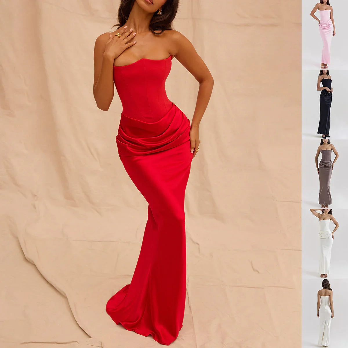 Slim Tube Top Long Dress Sexy Fashion Bandeau Backless Party Evening Dresses For Women Clothing - VAleG