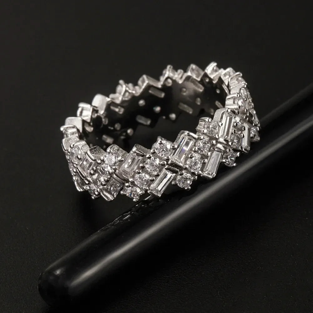 Inlaid Zircon 925 Sterling Silver Ring - VAleG