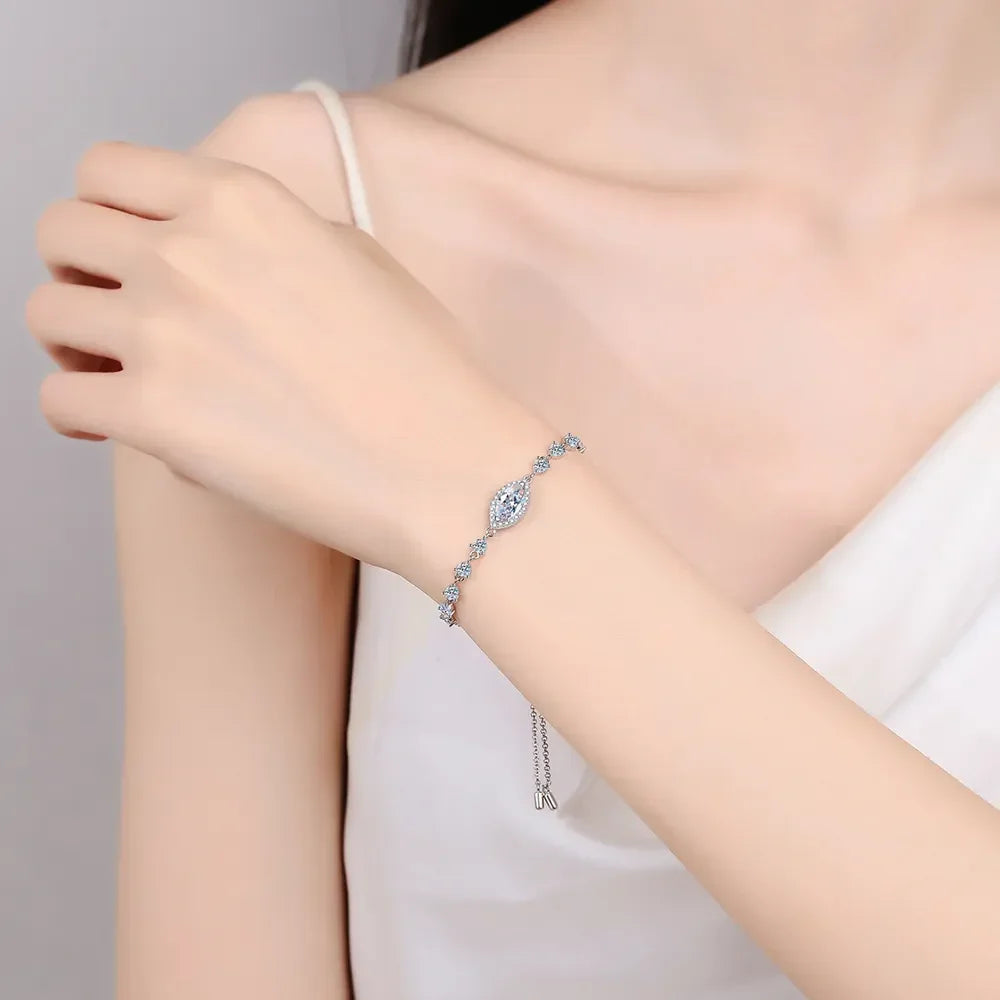 1 Carat Moissanite 925 Sterling Silver Bracelet - VAleG