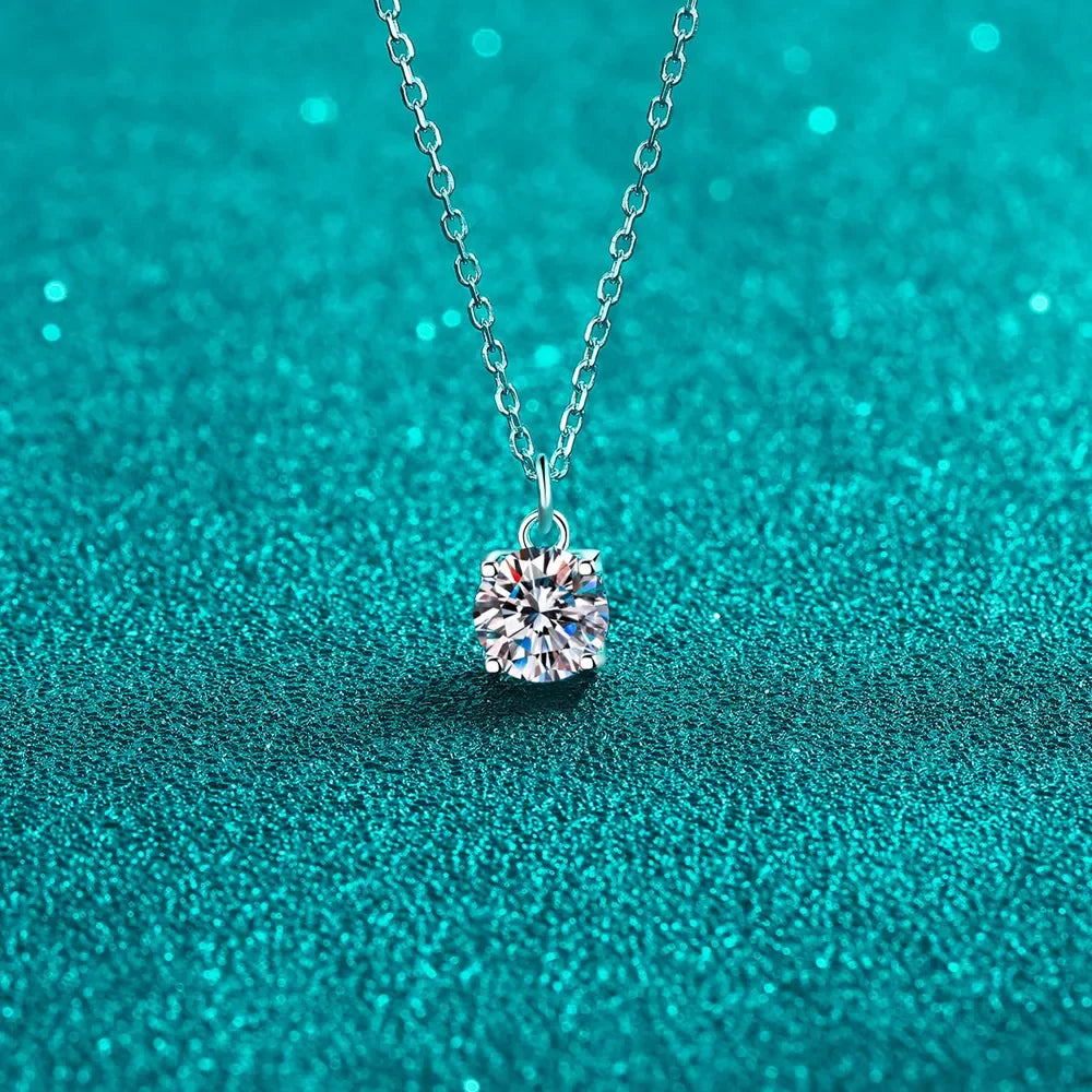 1 Carat Moissanite 925 Sterling Silver Necklace - VAleG
