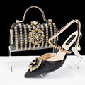 Sexy Women's Shoes And Bags Suit Drill Buckle Flower Decorative Ankle Drill Chain With Hard Clutch - VAleG