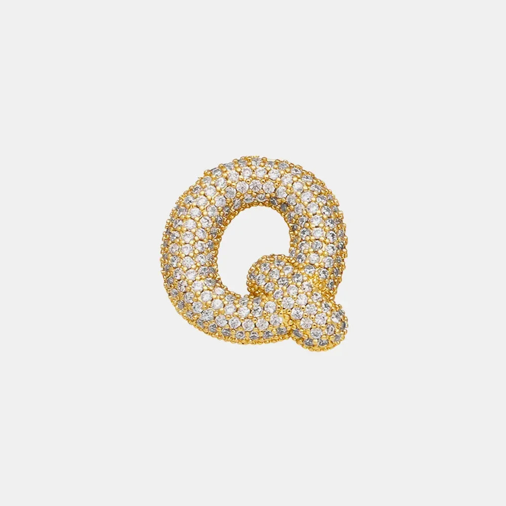 Inlaid Zircon Bubble Initial Necklace - VAleG