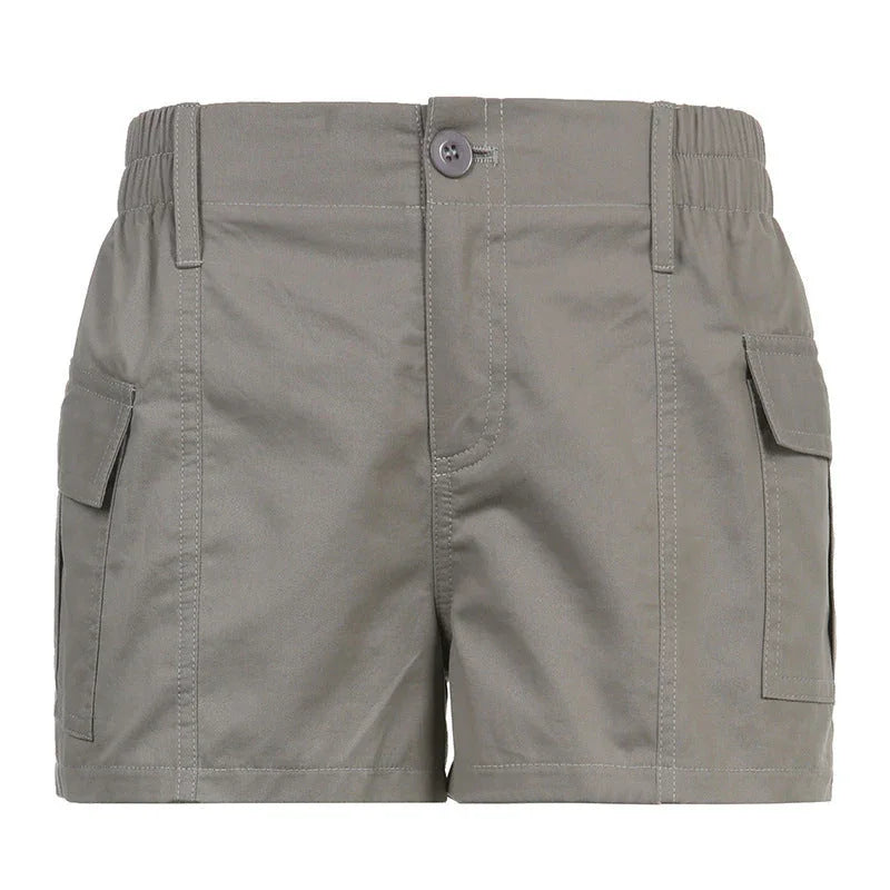 Vintage Distressed Low Rise Asymmetric Casual Shorts - VAleG