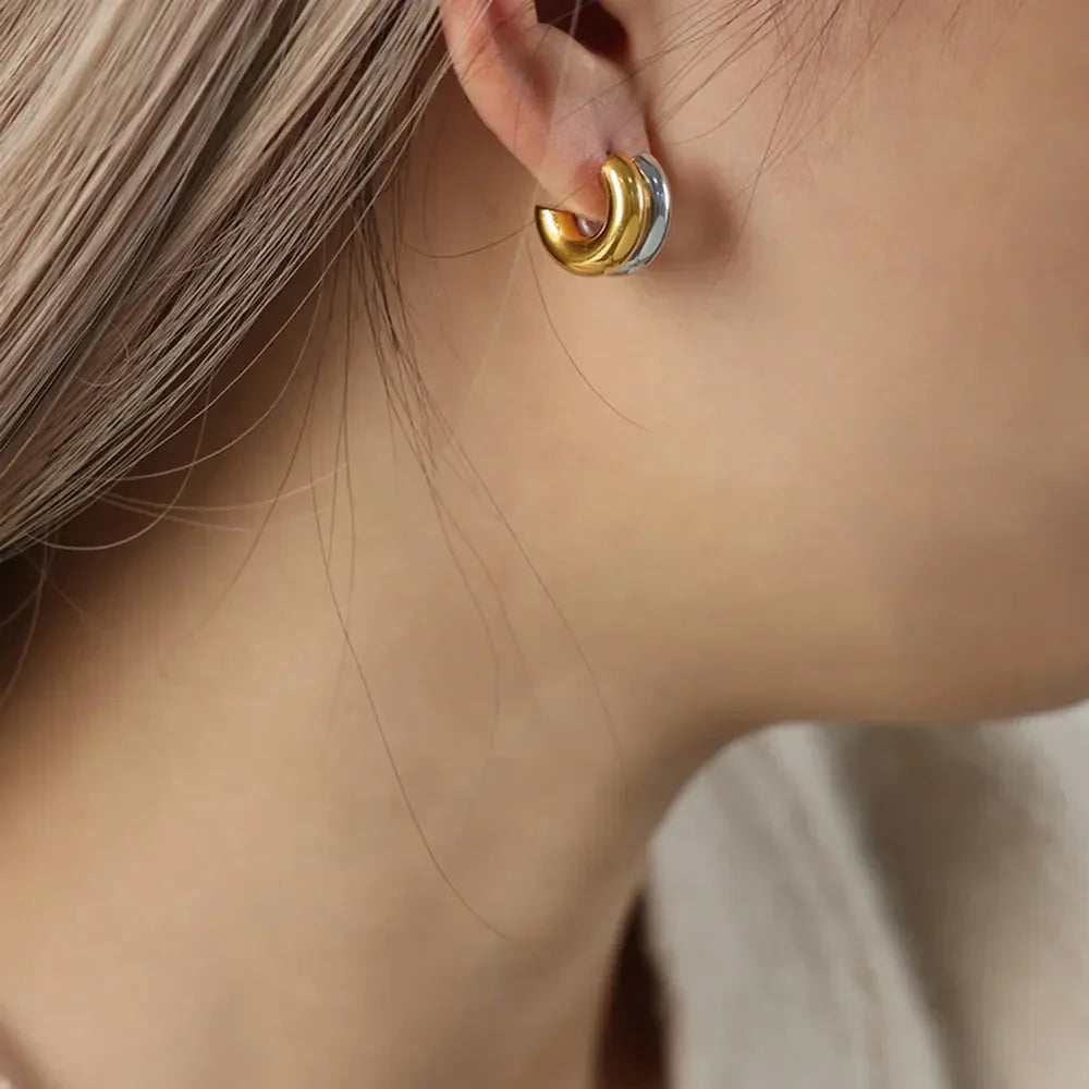 18K Gold-Plated C-Hoop Earrings - VAleG