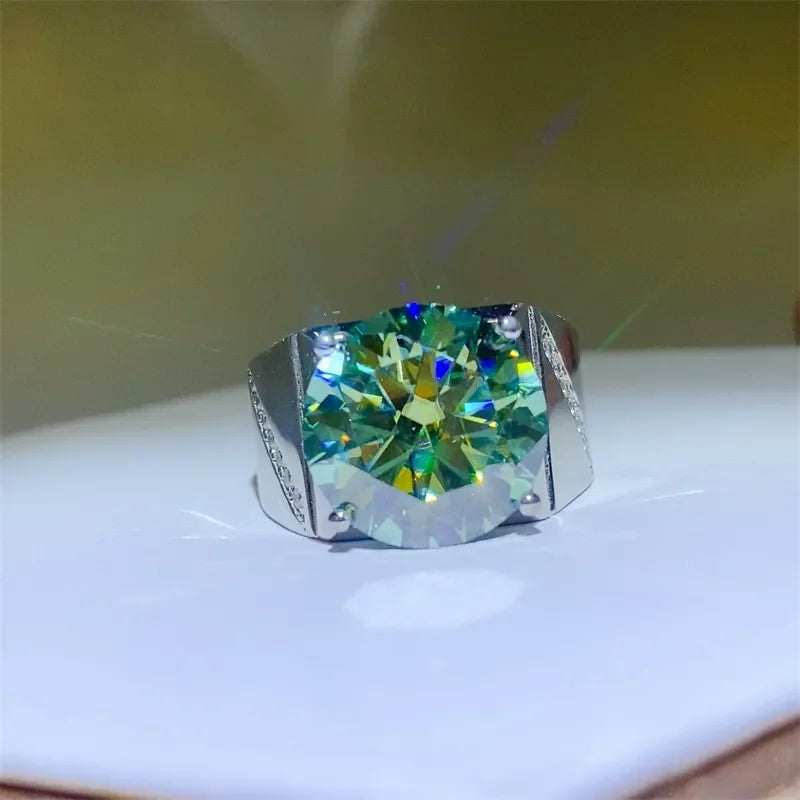 10 Carat Moissanite 925 Sterling Silver Signet Ring - VAleG