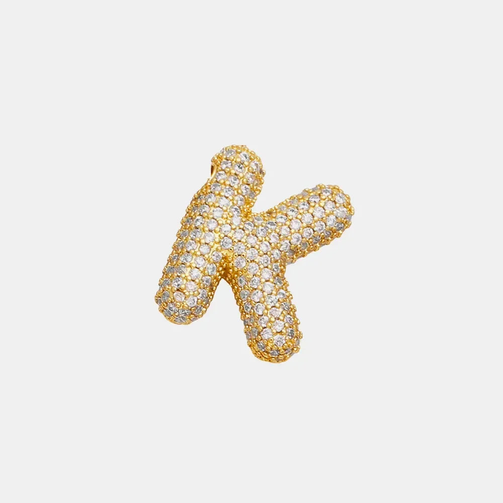 Inlaid Zircon Bubble Initial Necklace - VAleG