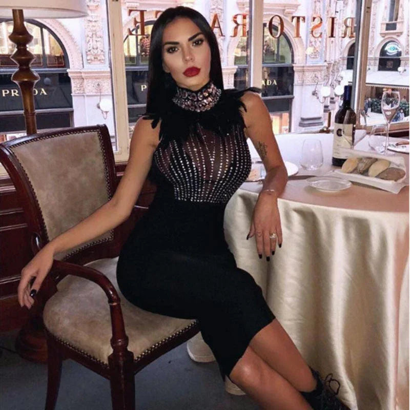 Bandage beads evening dress - VAleG