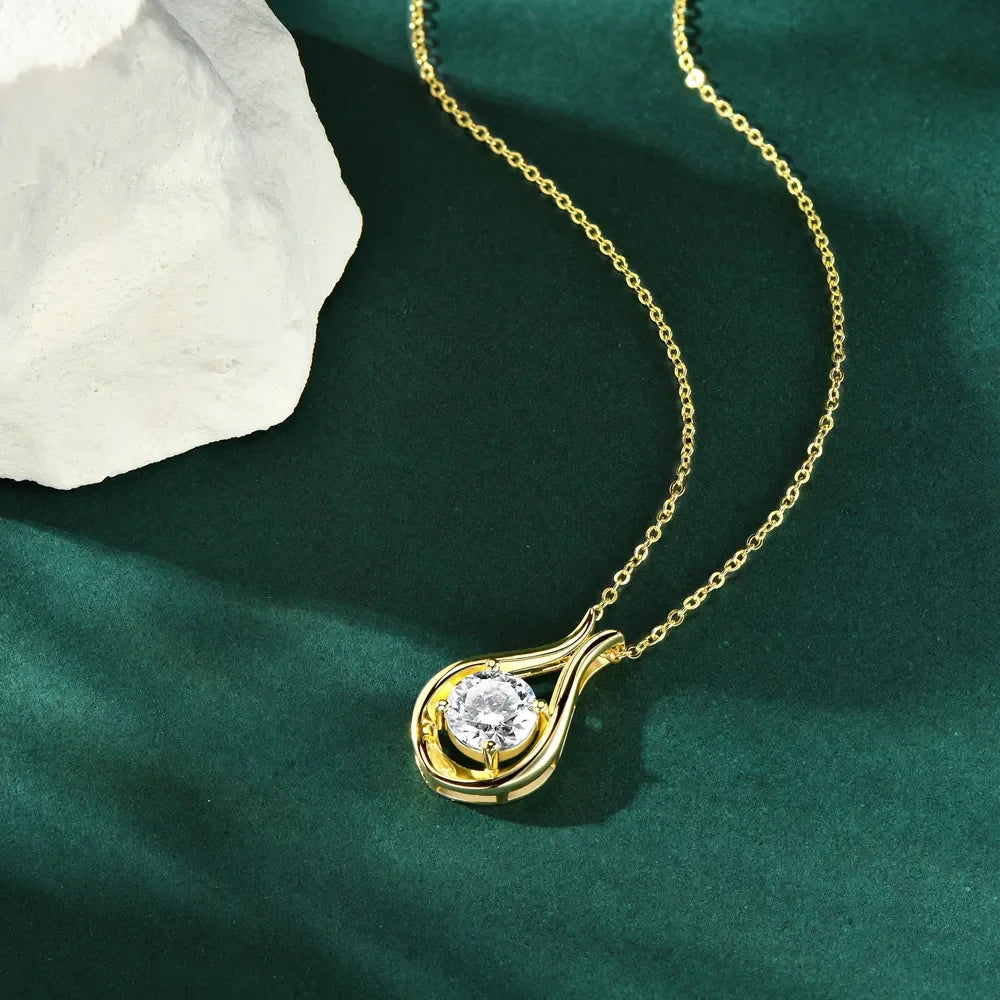 2 Carat Moissanite 925 Sterling Silver Pendant Necklace - VAleG