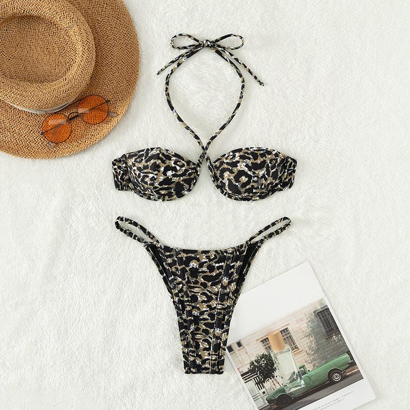 Split Swimsuit Bikini Steel Panther Pattern Swimsuit - VAleG