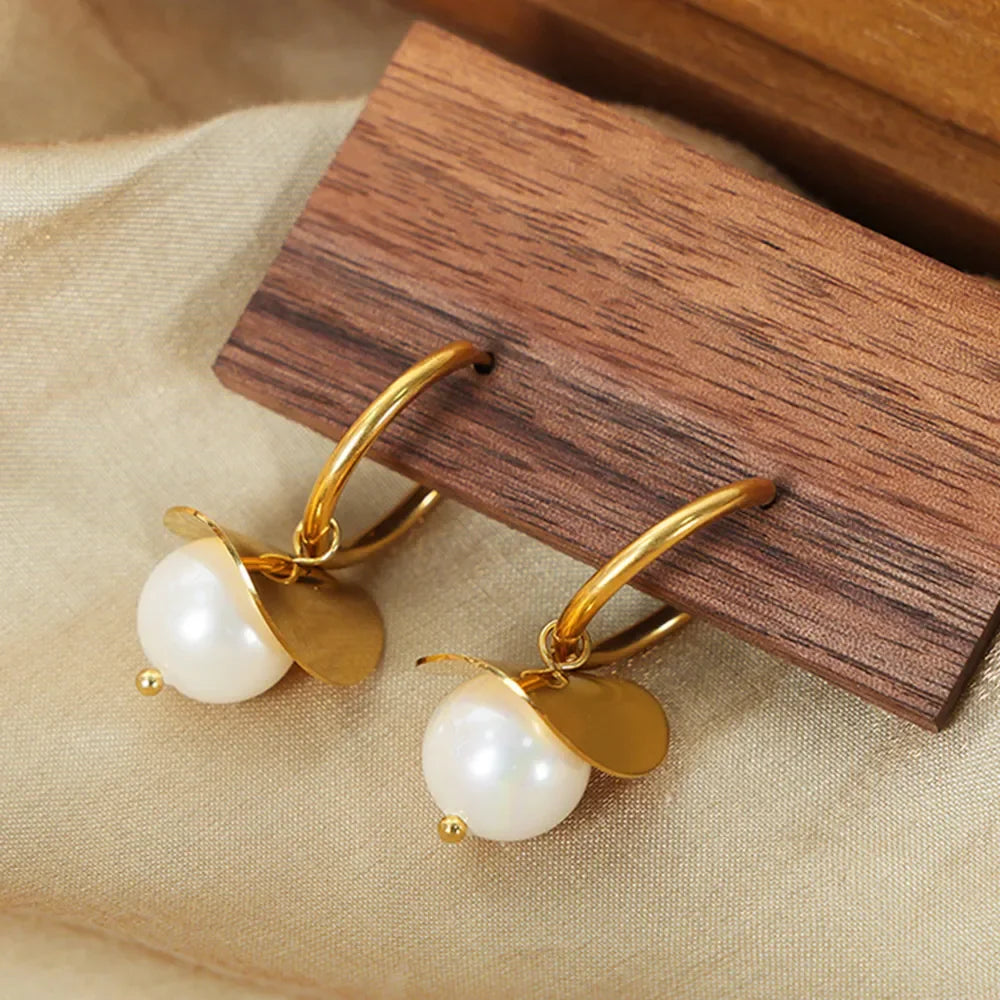 18K Gold-Plated Bead Dangle Earrings - VAleG