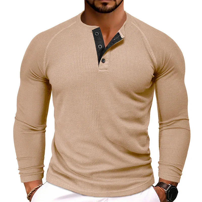 Men's Round Neck Waffle Casual T-shirt - VAleG