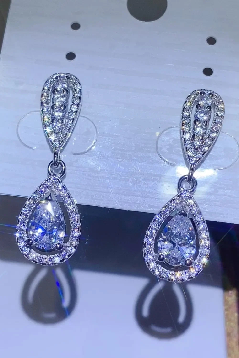 2 Carat Moissanite 925 Sterling Silver Teardrop Earrings - VAleG