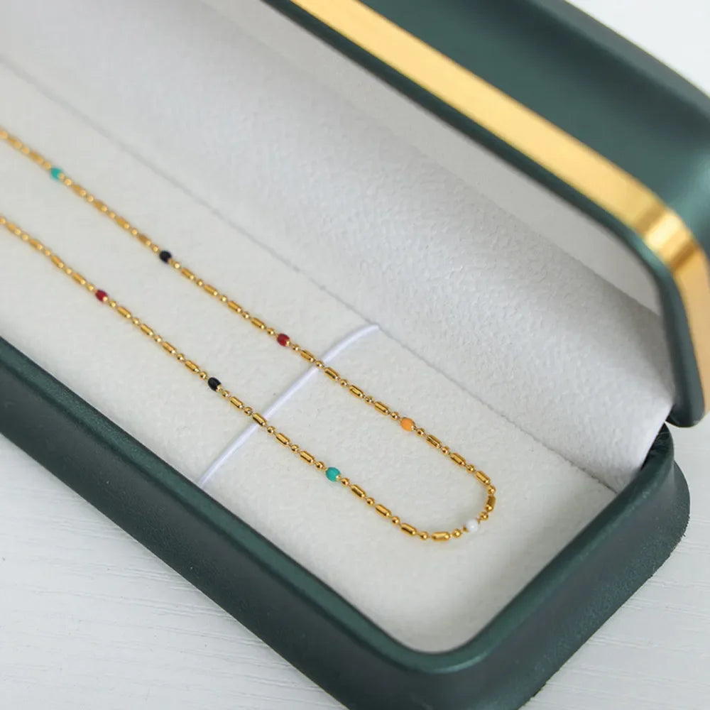 18K Gold-Plated Oil Drip Bead Necklace - VAleG