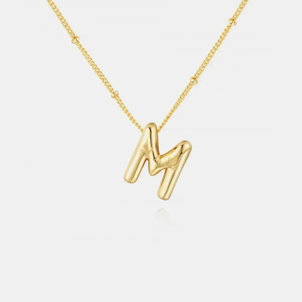 Gold-Plated Bubble Initial Necklace - VAleG