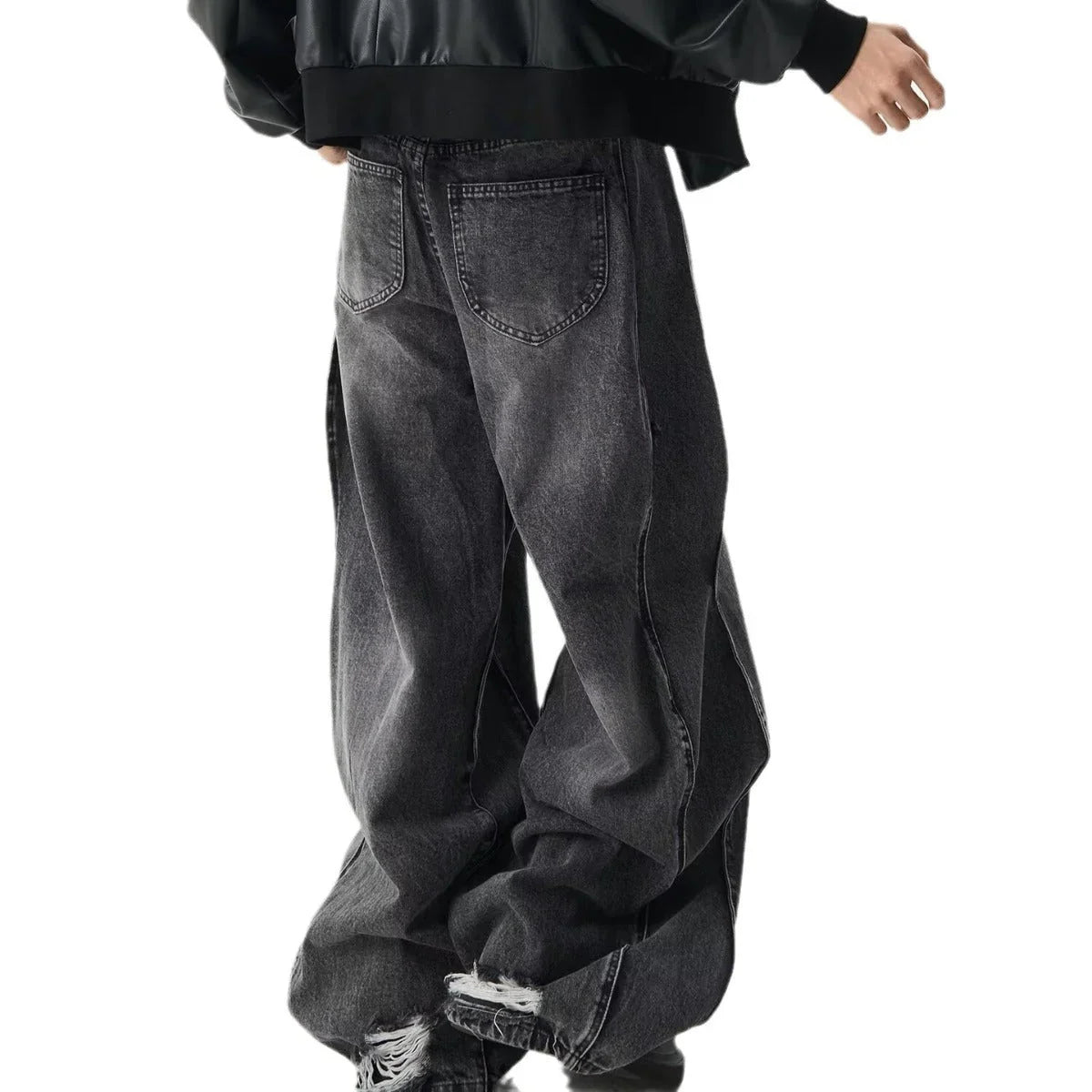 High-grade Stitching Loose Wide-leg Draping Effect Straight-leg Pants Trousers - VAleG