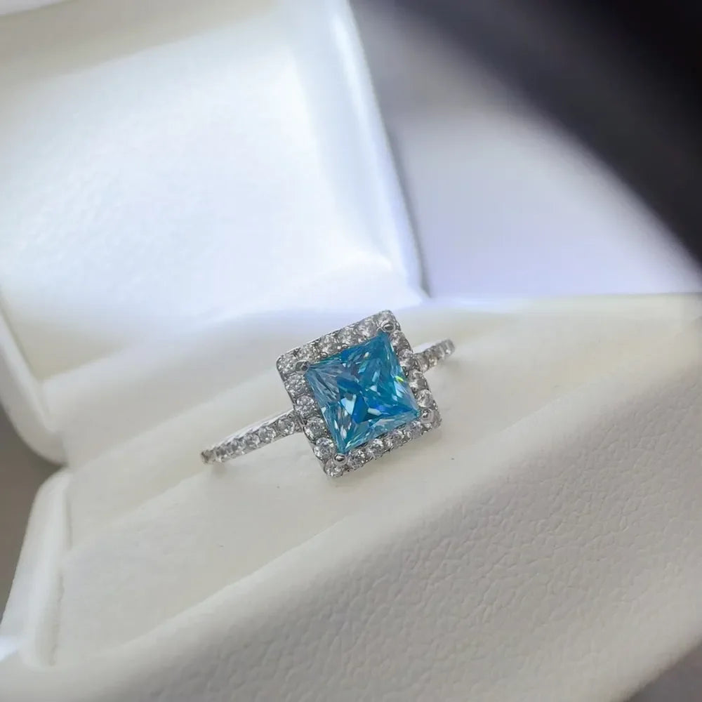 2 Carat Moissanite 925 Sterling Silver Square Shape Ring - VAleG