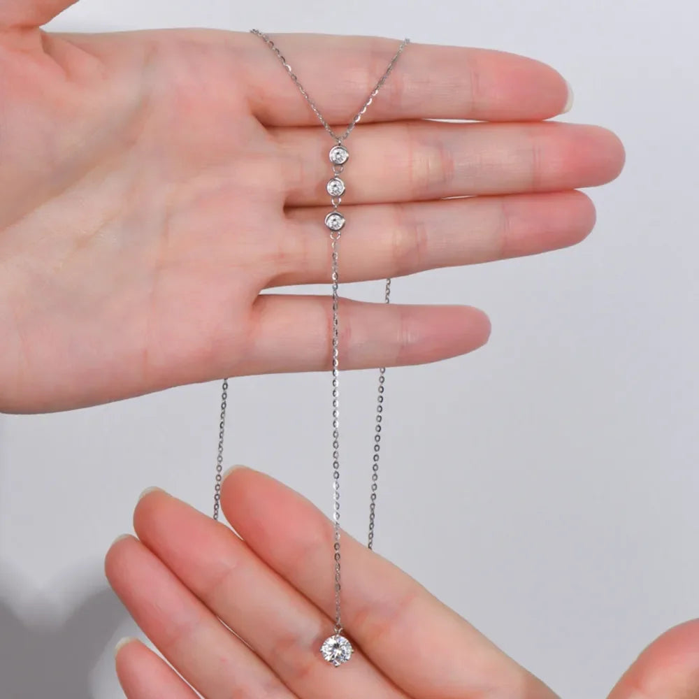 1.3 Carat Moissanite 925 Sterling Silver Drop Necklace - VAleG