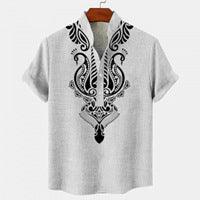 Men's Shirt Digital 3D Printing Linen Short Sleeve - VAleG