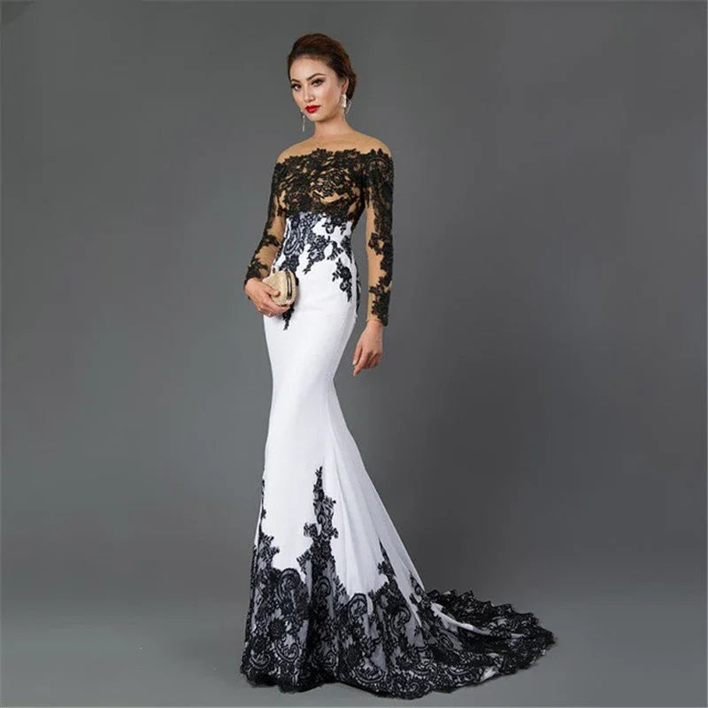 Embroidered Lace Maxi Dress With Fishtail Slim Tail - VAleG