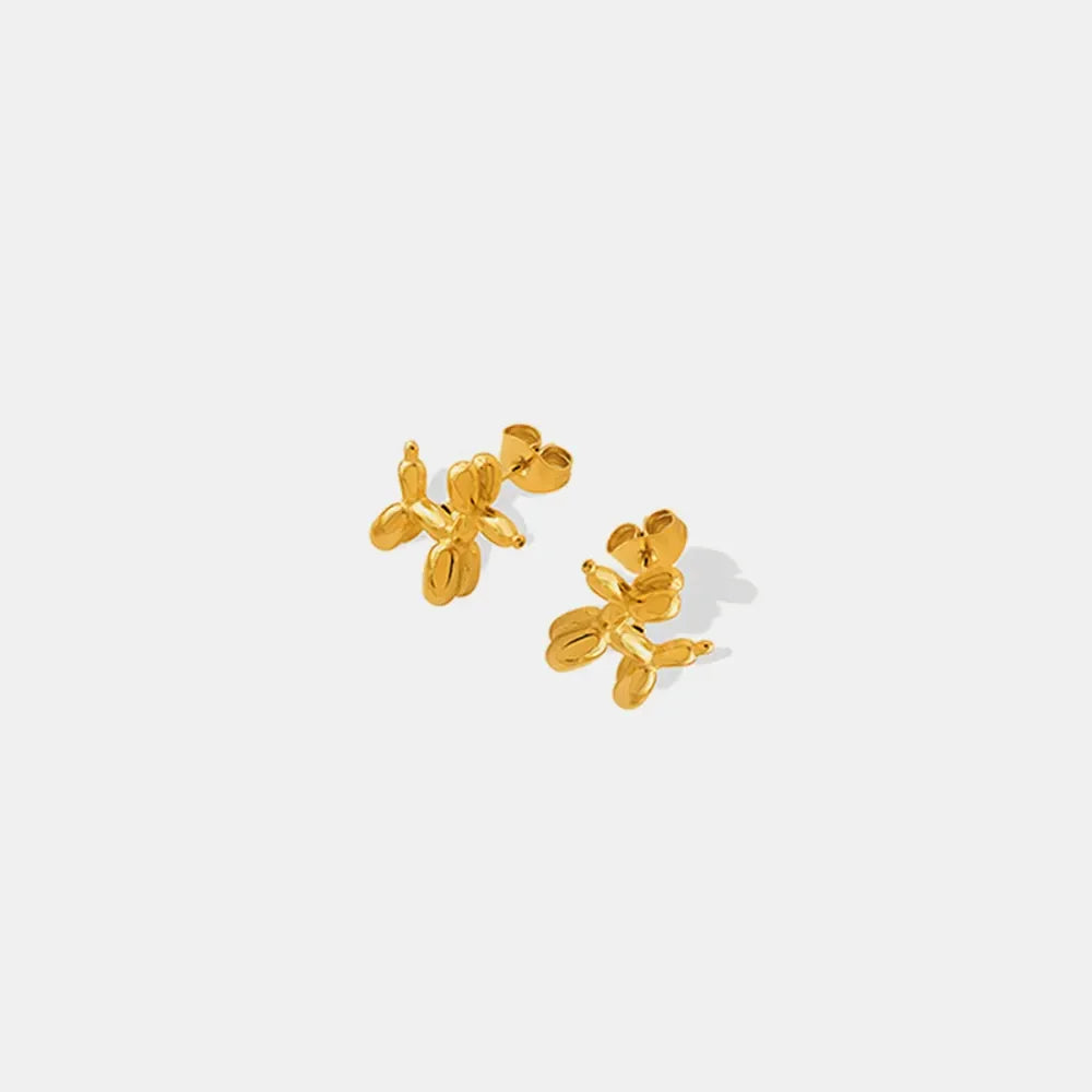 18K Gold-Plated Titanium Steel Puppy Shape Stud Earrings - VAleG