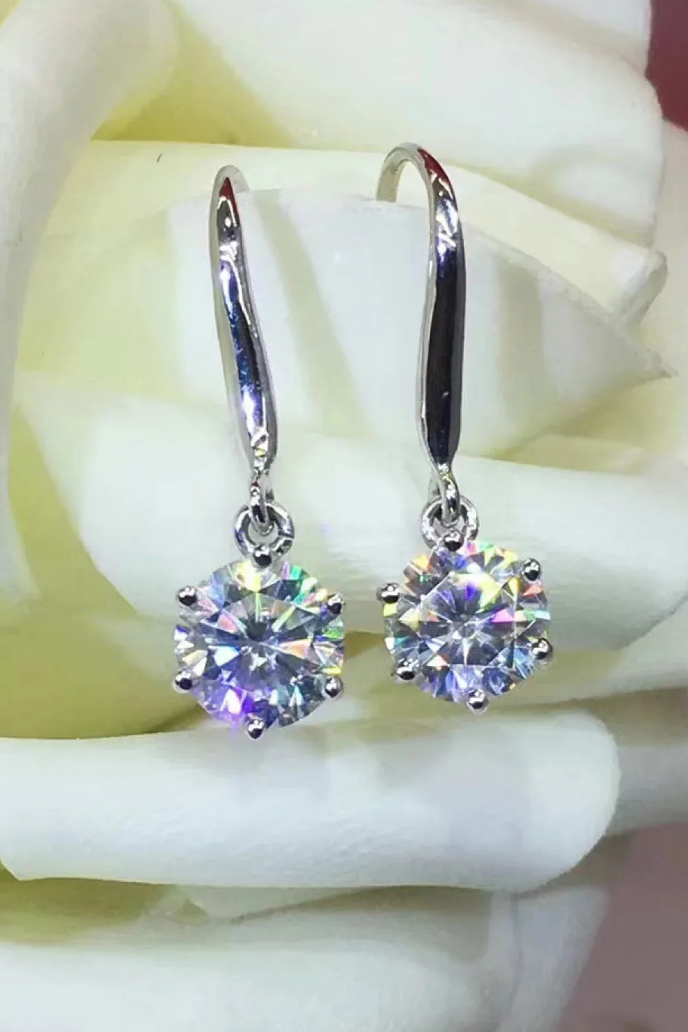 2 Carat Moissanite 6-Prong Drop Earrings - VAleG