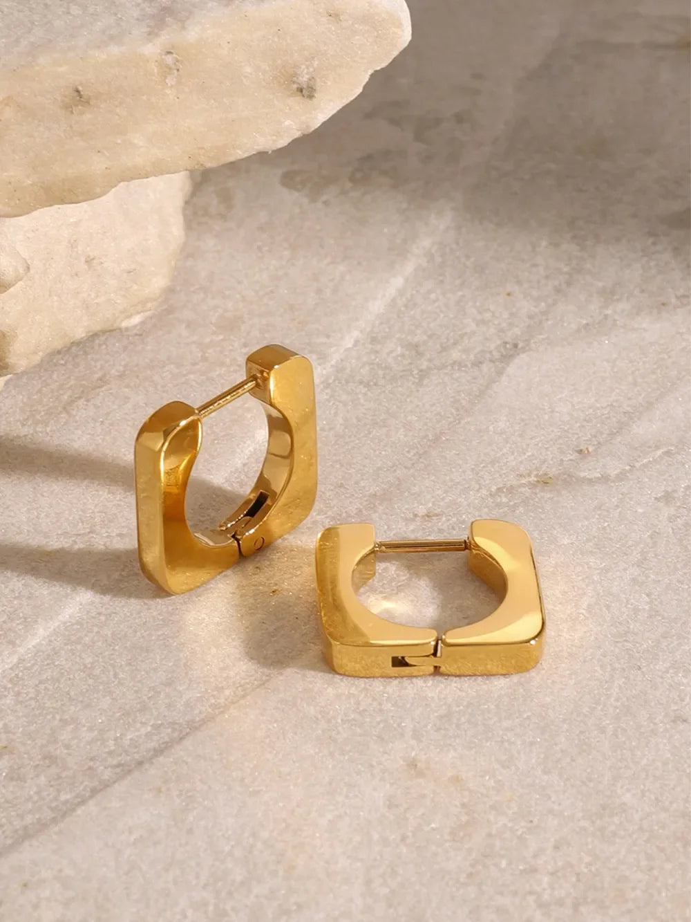 18K Gold-Plated Stainless Steel Square Earrings - VAleG