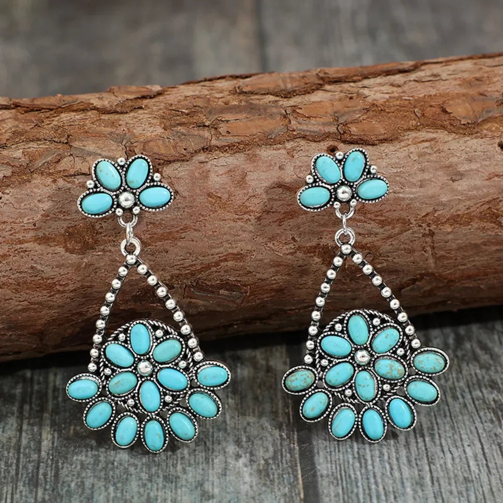Artificial Turquoise Teardrop Earrings - VAleG