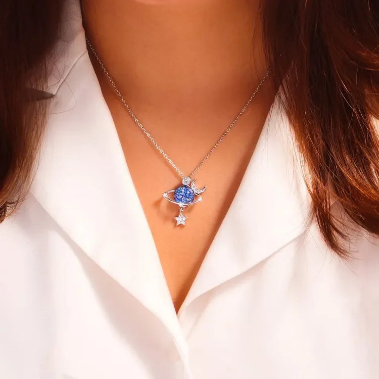 Starry Sky Inlaid Zircon Moon Star Necklace - VAleG