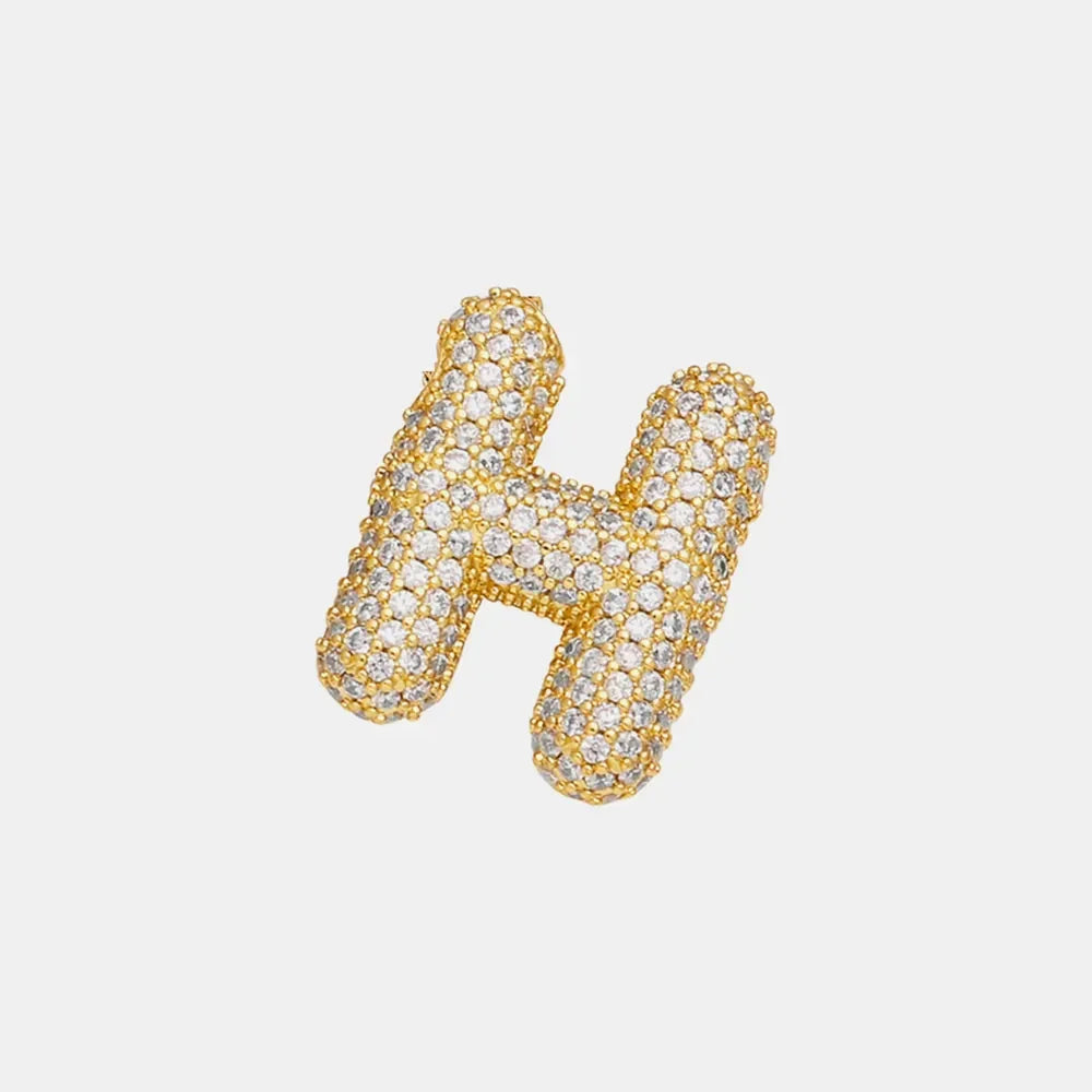 Inlaid Zircon Bubble Initial Necklace - VAleG