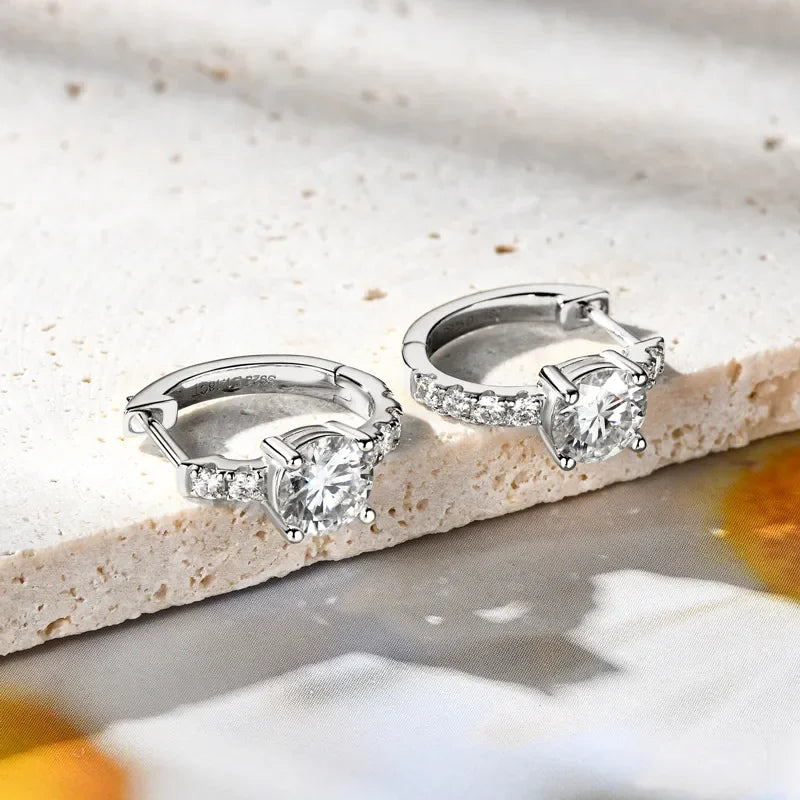 2.36 Carat Moissanite Zircon 925 Sterling Silver Hoop Earrings - VAleG