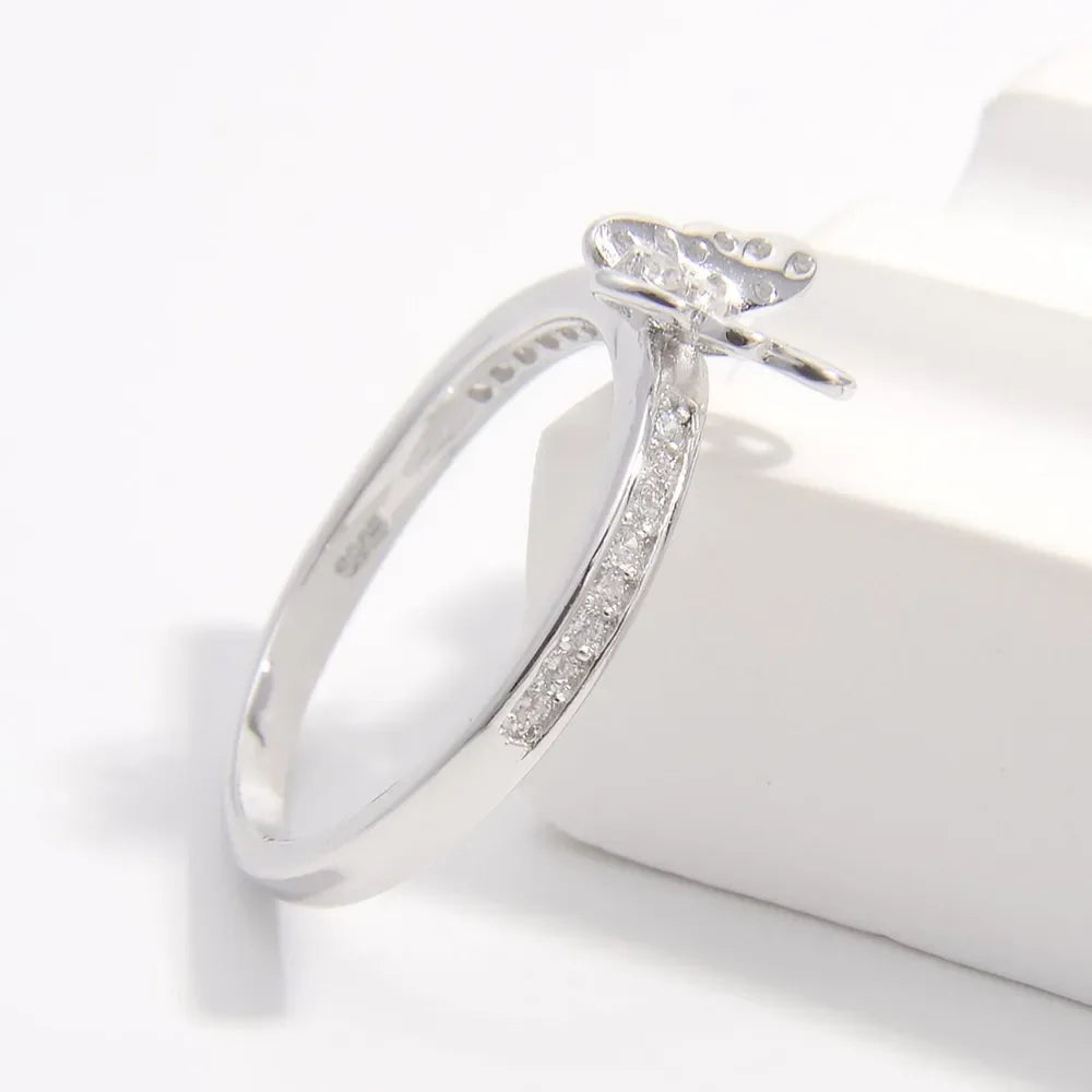 925 Sterling Silver Inlaid Zircon Butterfly Ring - VAleG