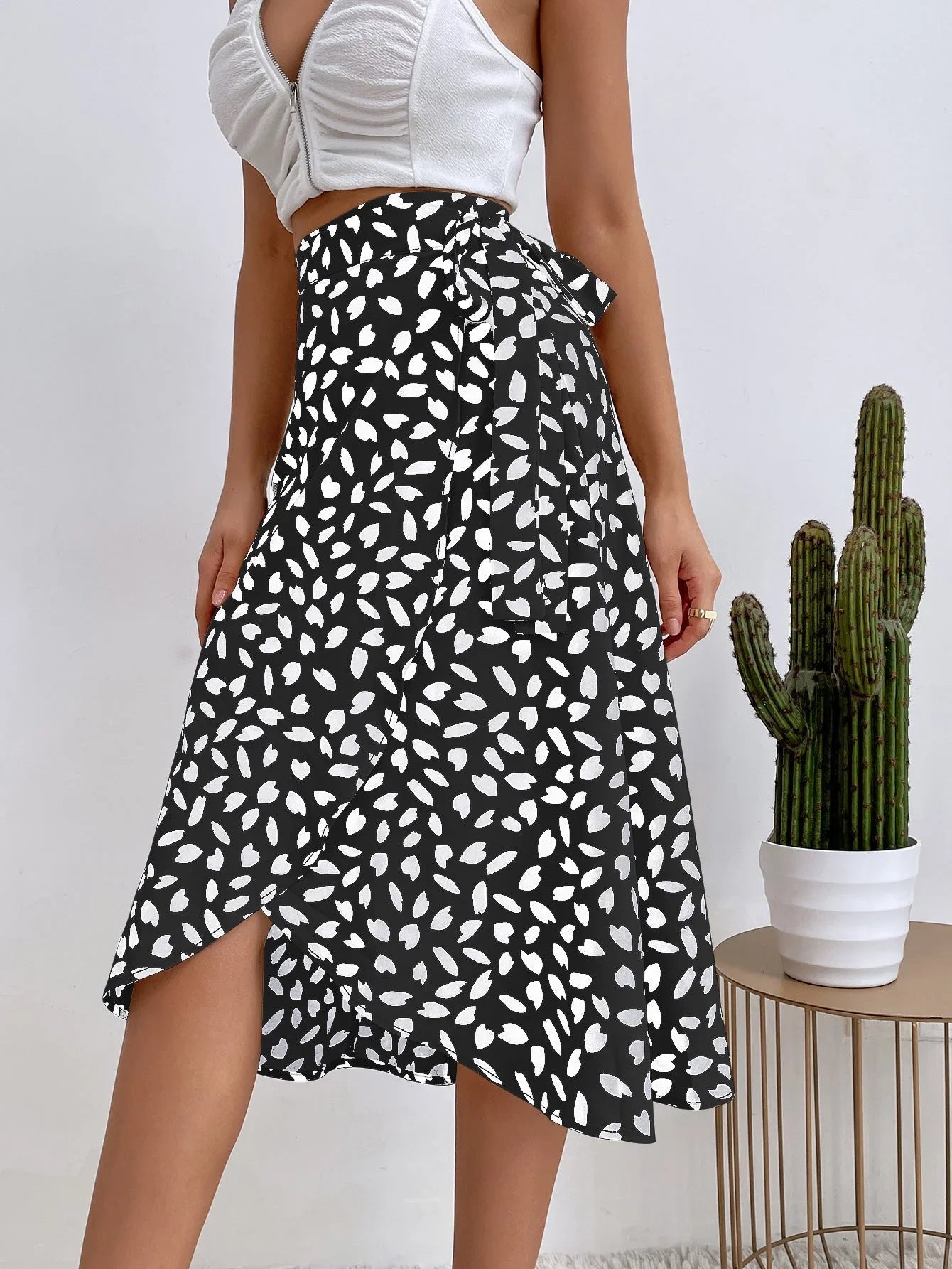 Elegant Polka Dot Print Ladies' Dress - VAleG