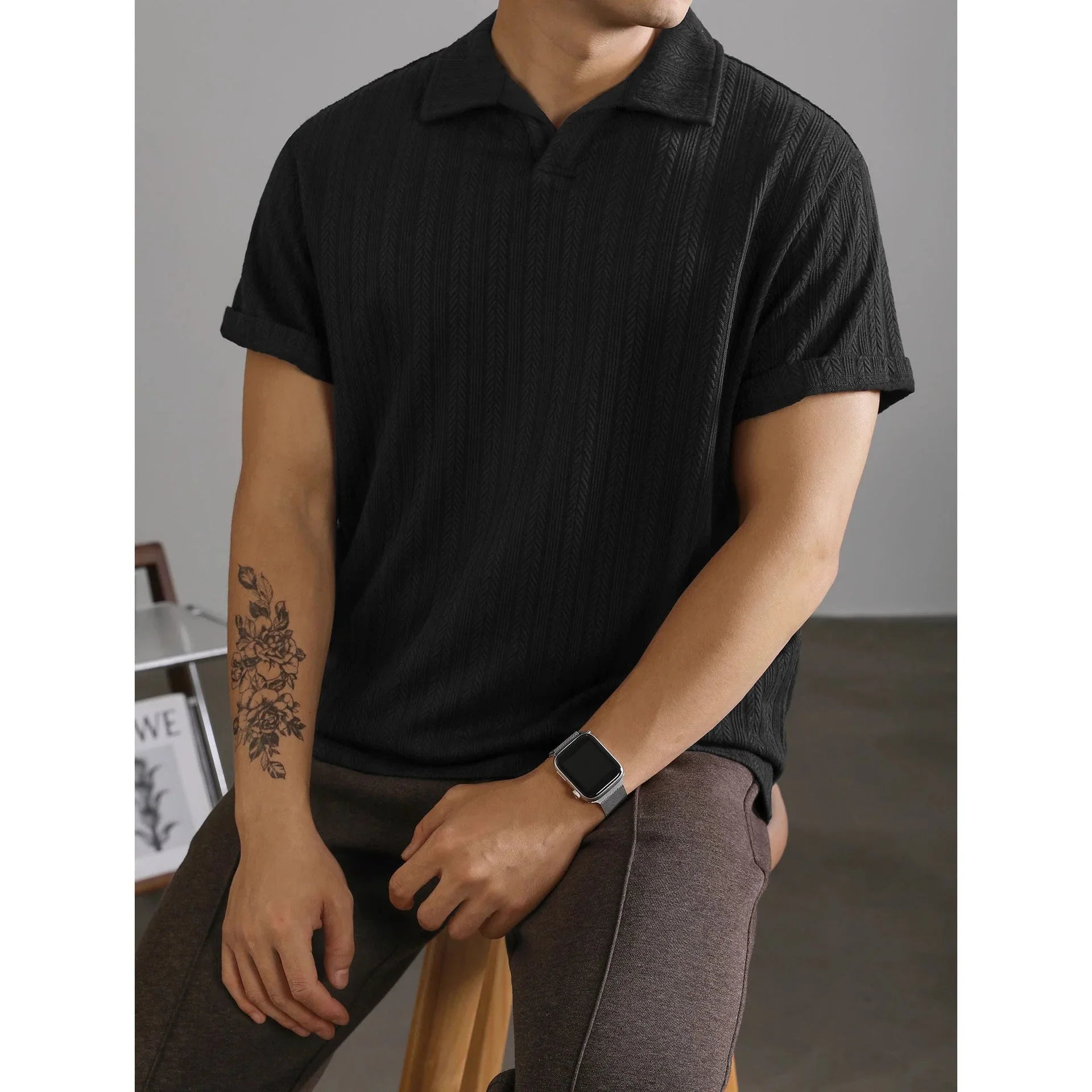 Wheat Woven Texture Summer Breathable Slim Fit Business - VAleG