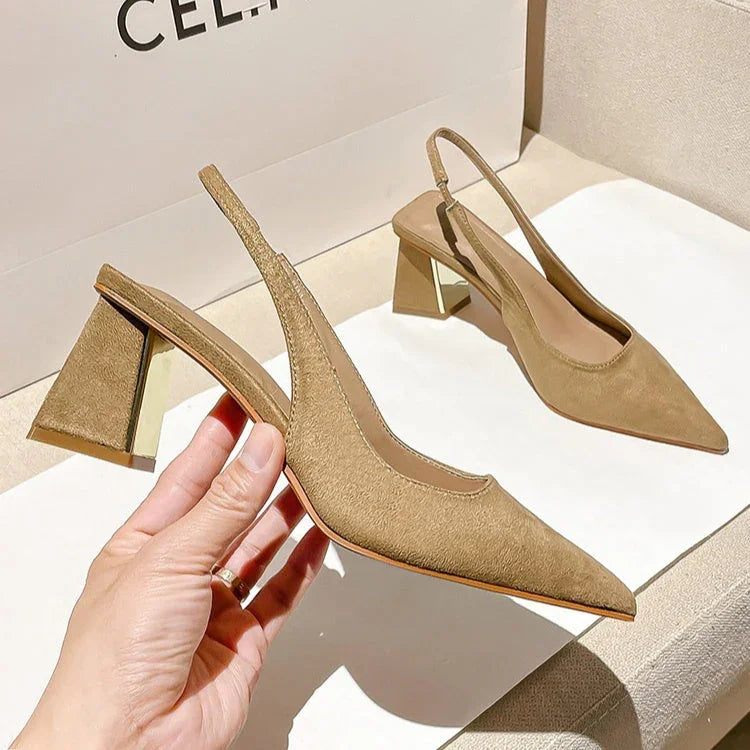 Pointed-toe Skinny Suede High Heel Pumps - VAleG