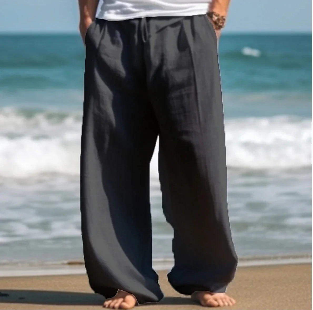 Outdoor Casual Pants Beach Solid Color Straight - VAleG