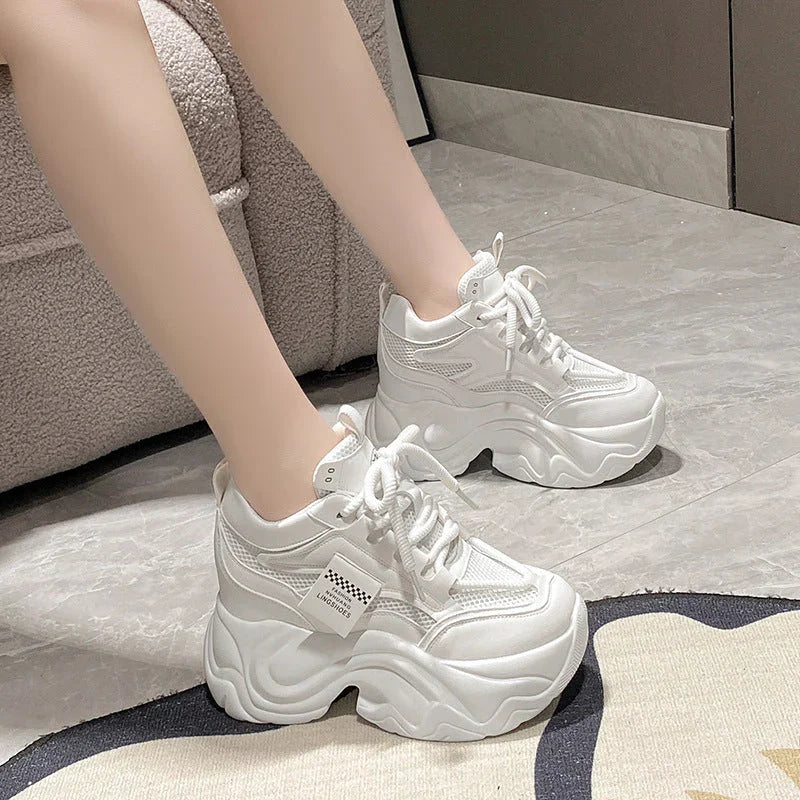Platform Lace-up Fashion Solid Color Simple Casual Shoes - VAleG