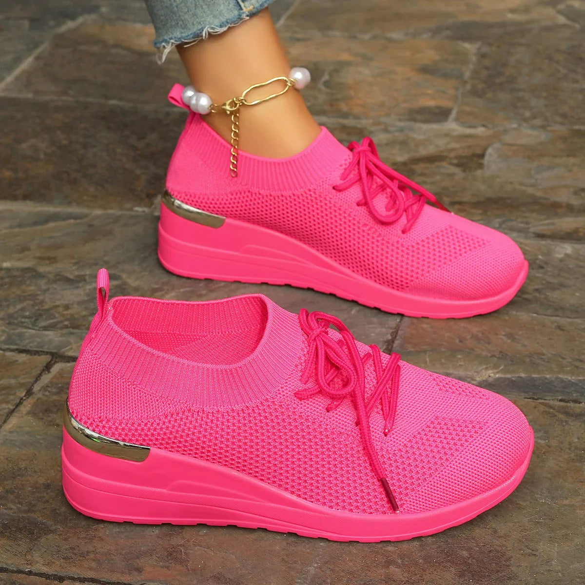 Round Head Leisure Front Lace-up Platform Shoes - VAleG