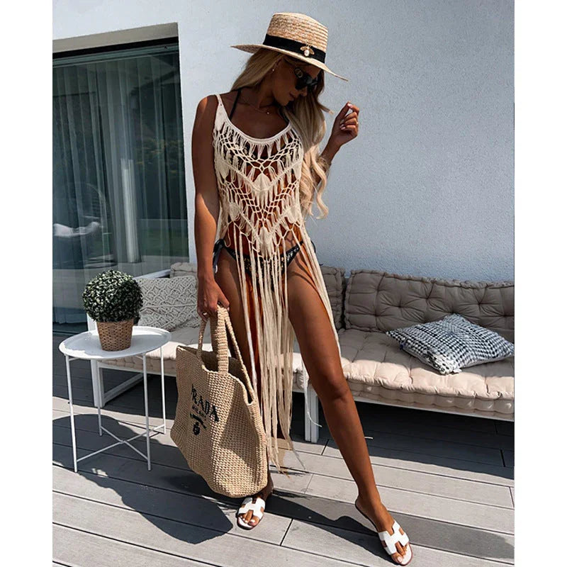 Blouse Beach Dress Tassel Knitting Bikini - VAleG