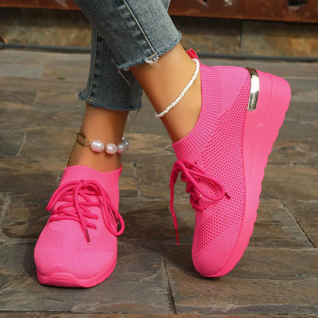 Round Head Leisure Front Lace-up Platform Shoes - VAleG