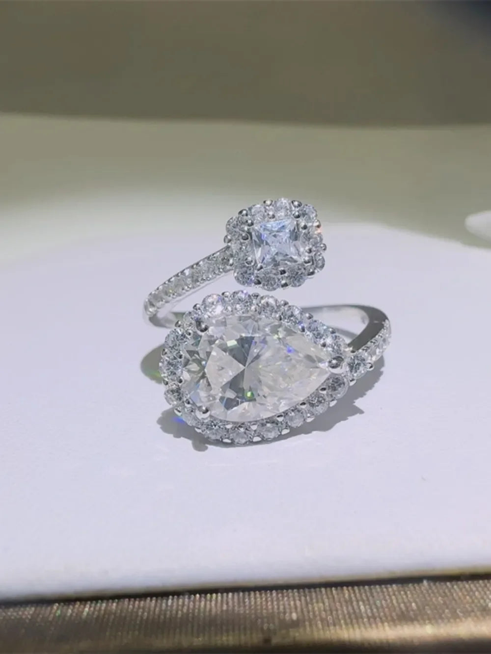 2 Carat Moissanite 925 Sterling Silver Bypass Ring - VAleG