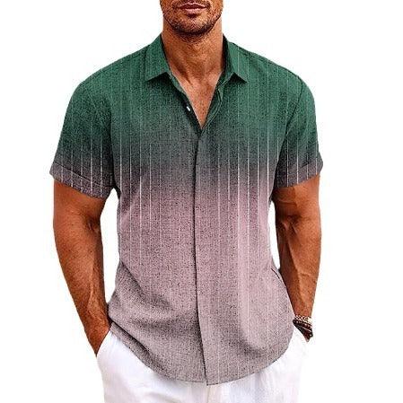 Gradient 3d Printed Short-sleeved Shirt Summer - VAleG