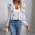 Printed Gigot Sleeve Long Sleeve Thin Jacket Jacket - VAleG