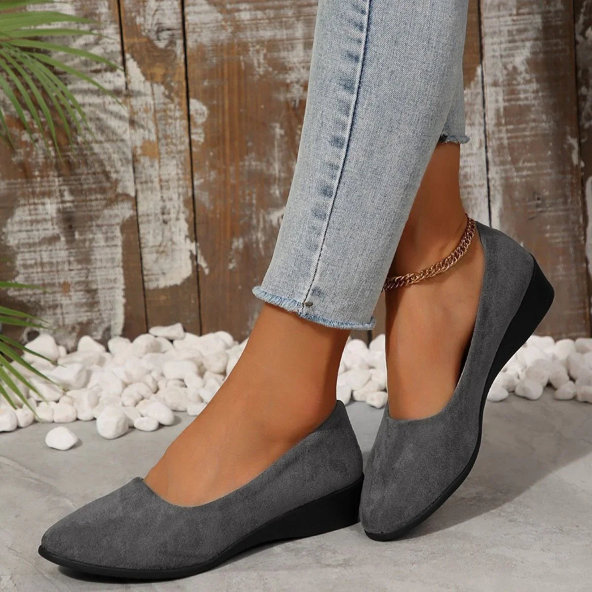 Spring New Pointed Toe Women's Plus Size Shallow Mouth Wedge Pumps Doug Shoes Sports Casual - VAleG