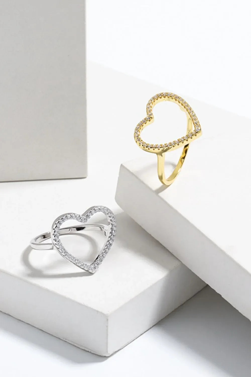 925 Sterling Silver Inlaid Zircon Heart Ring - VAleG