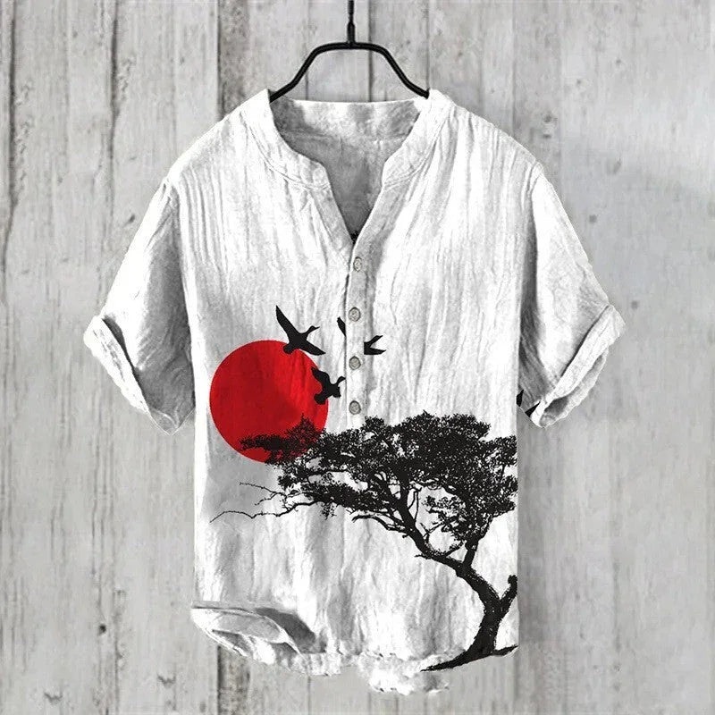 Summer Men's Shirts National Trendy Style Three Breasted - VAleG