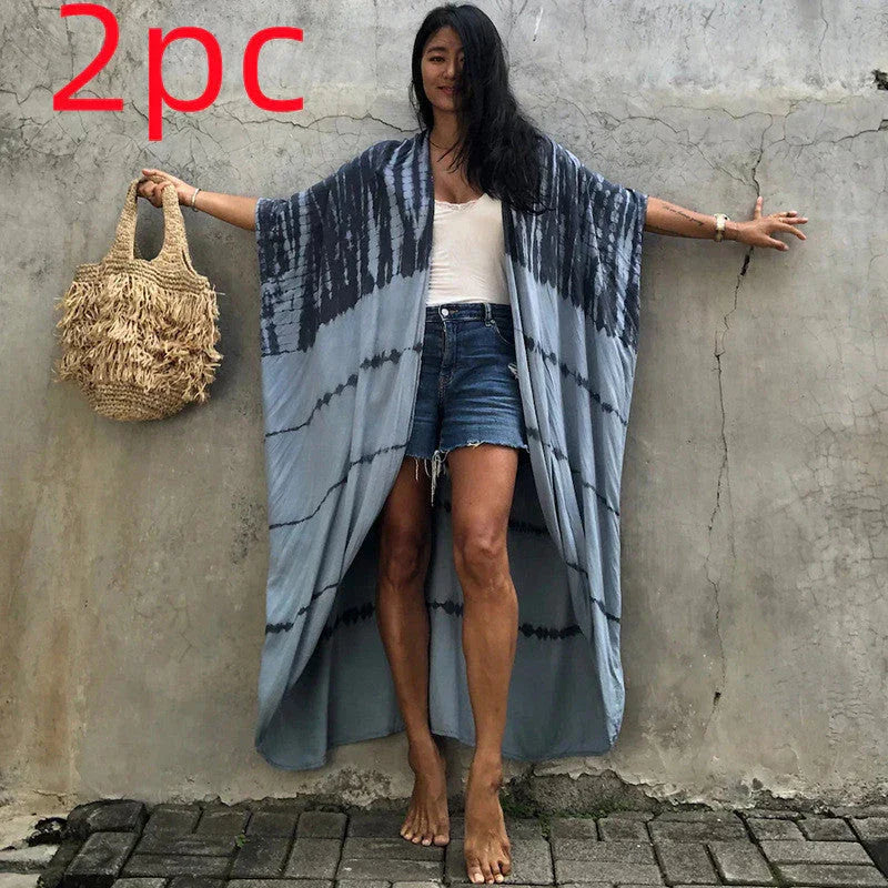 Polyester Ladies Sun Protection Resort Beach Dress Cover Up - VAleG