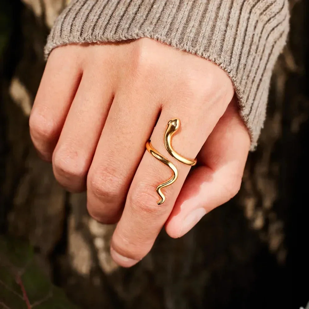 Snake Shape 18K Gold-Plated Bypass Ring - VAleG